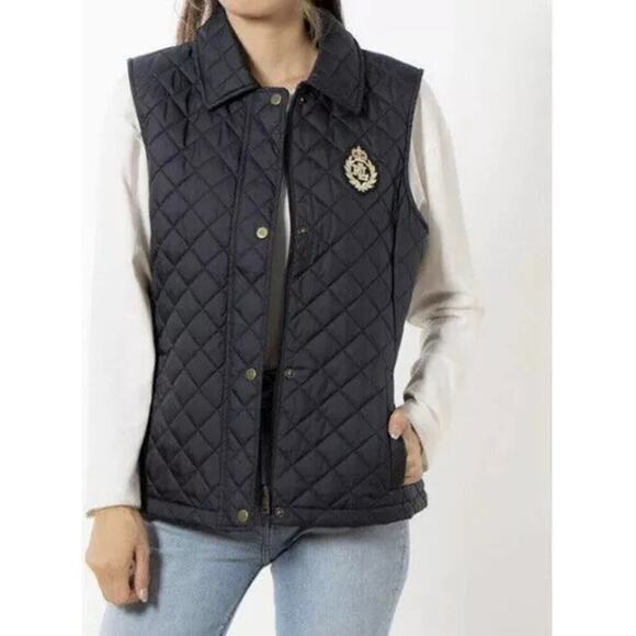 Lauren Ralph Lauren Crest-Patch Diamond Quilted Vest Olive Green Size XL NWT - Picture 2 of 13